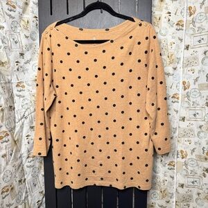 Lands' End Beige and Black Polka Dot Top